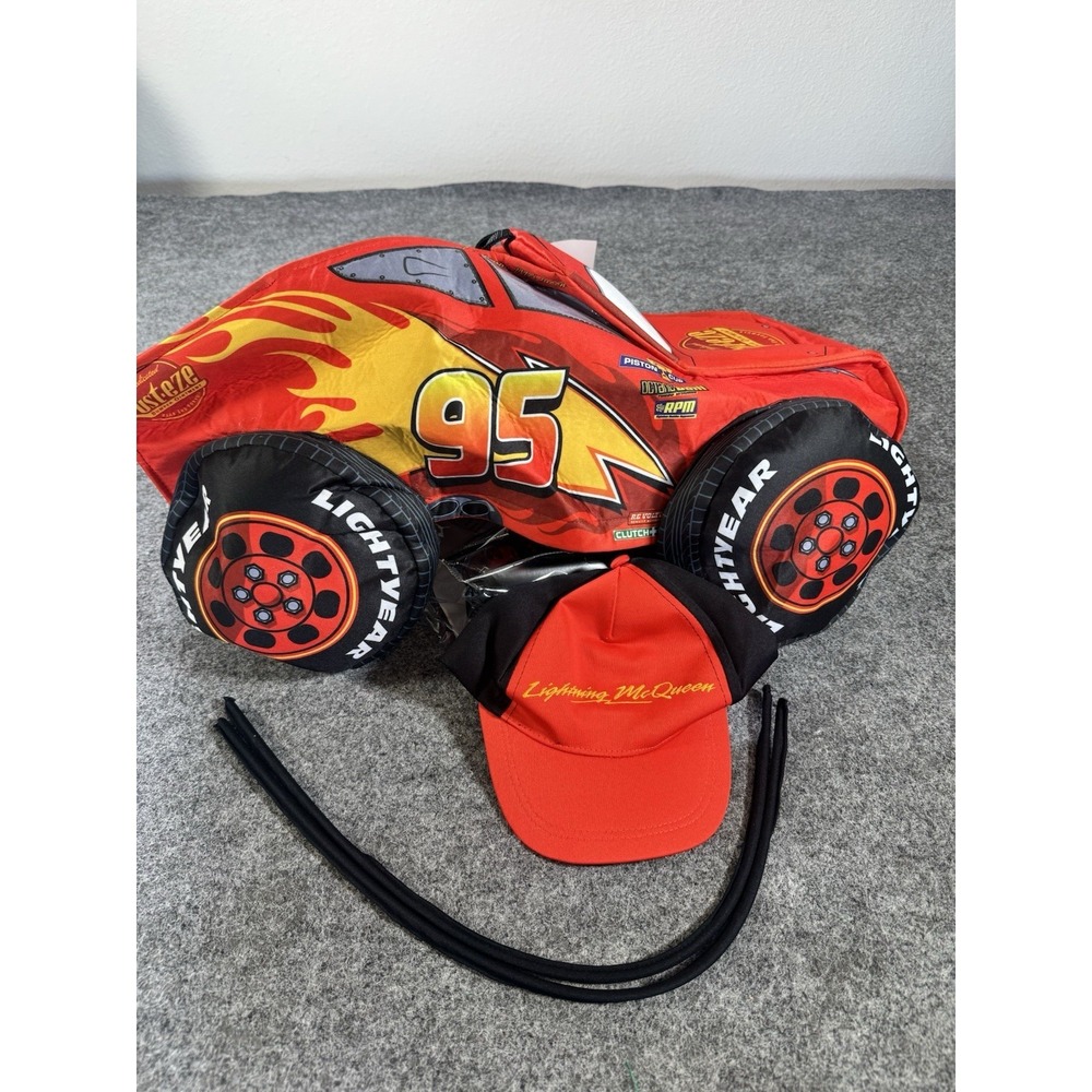 Disney Pixar Cars Lightning McQueen Ride-On Costume w/ Hat Kids Halloween - Picture 7 of 8